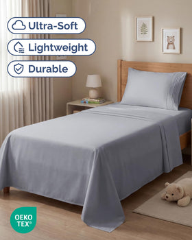 CGK Unlimited twin sheet set steel blue fitted sheet with deep pockets