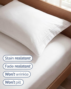 CGK Unlimited twin sheet set wrinkle-free look supports easy care and neat bedding.