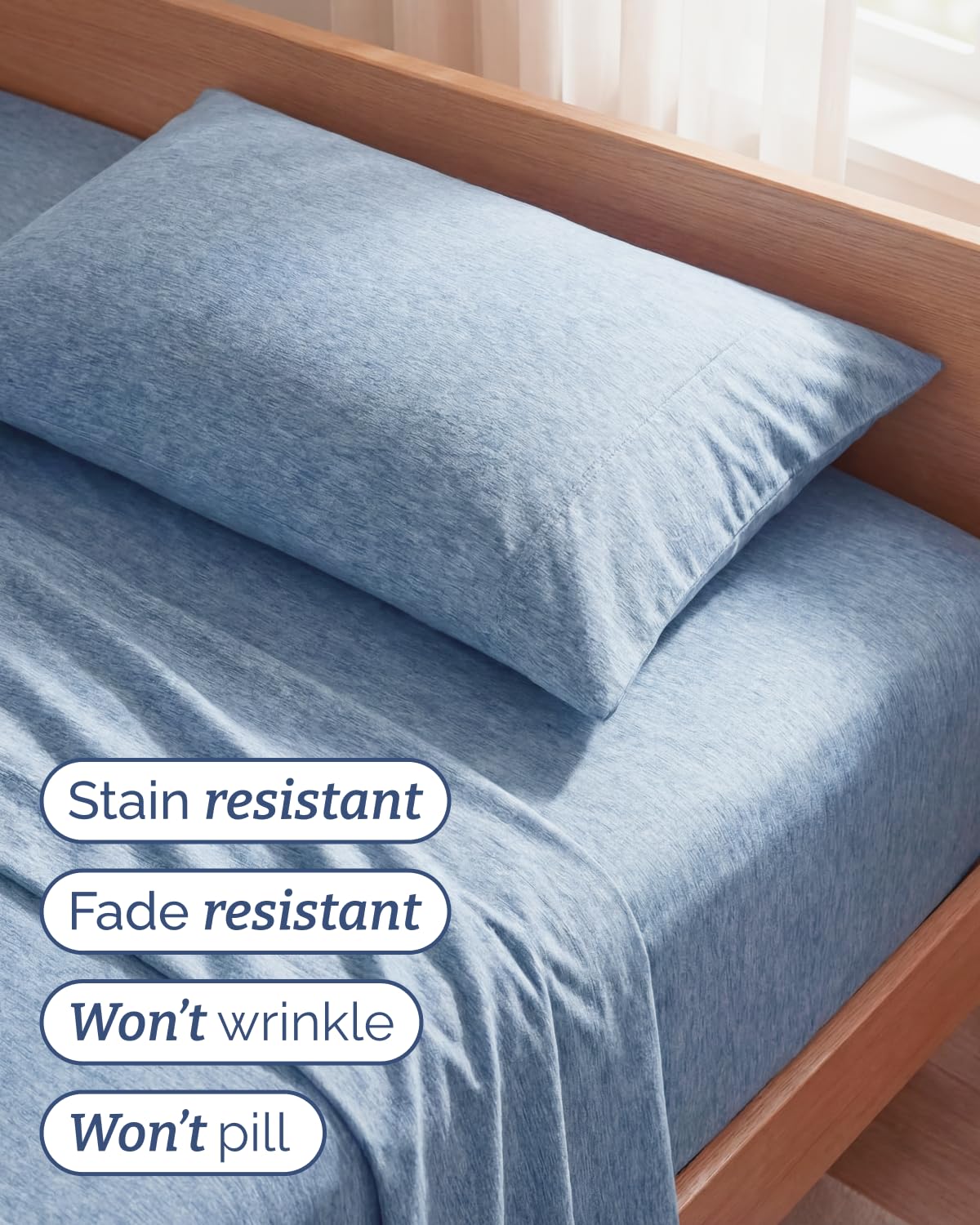 CGK Unlimited bed draped view shows silky-soft sheets that feel breathable and inviting.