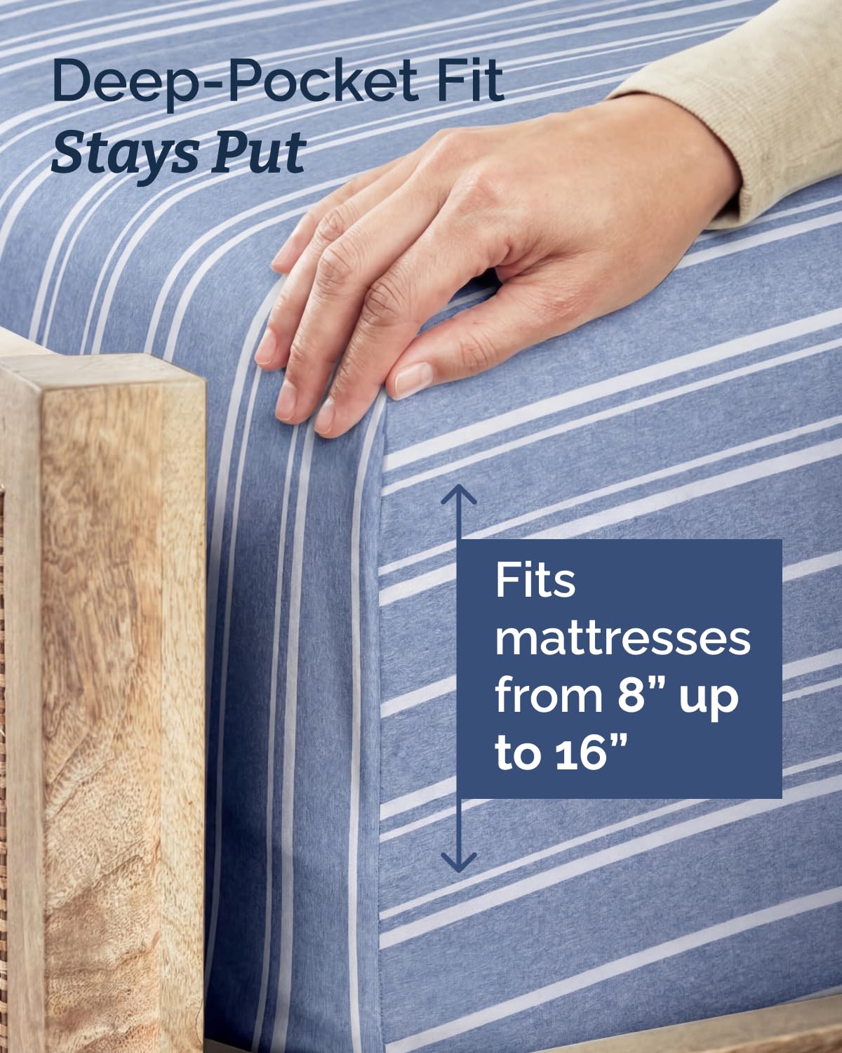CGK Unlimited twin size blue stripes pillow case complements the set with soft, smooth texture.
