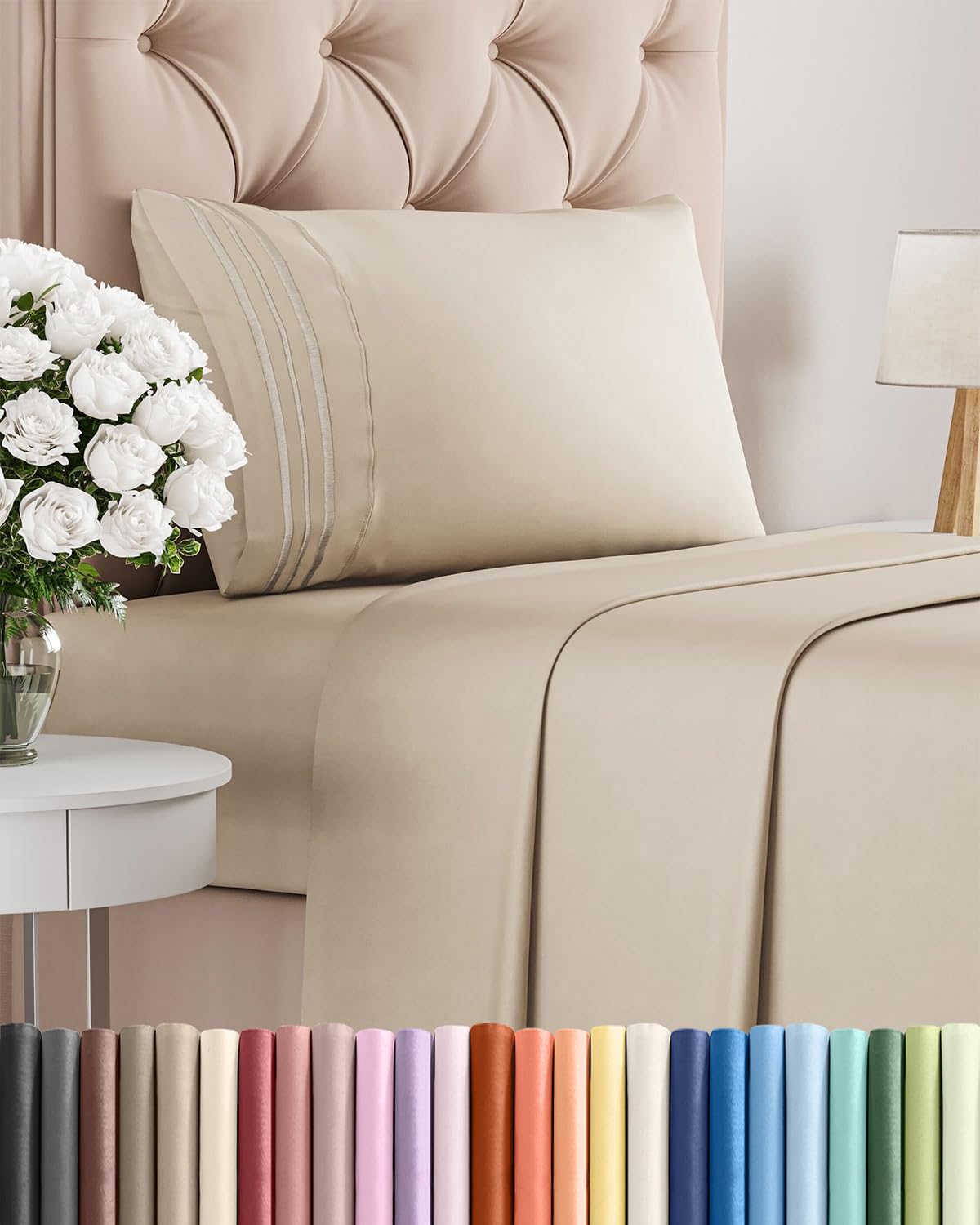 CGK Unlimited Twin Size Sheet Set in Wheat, breathable and silky soft for restful sleep