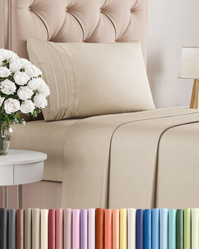CGK Unlimited Twin Size Sheet Set in Wheat, breathable and silky soft for restful sleep