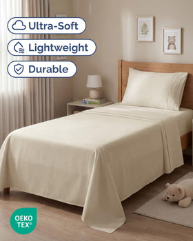CGK Unlimited deep-pocket design fits mattresses up to 16 inches for a smooth drape
