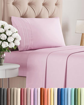 CGK Unlimited twin-size 3-piece sheet set flat sheet close-up showing silky, breathable fabric for nightly comfort