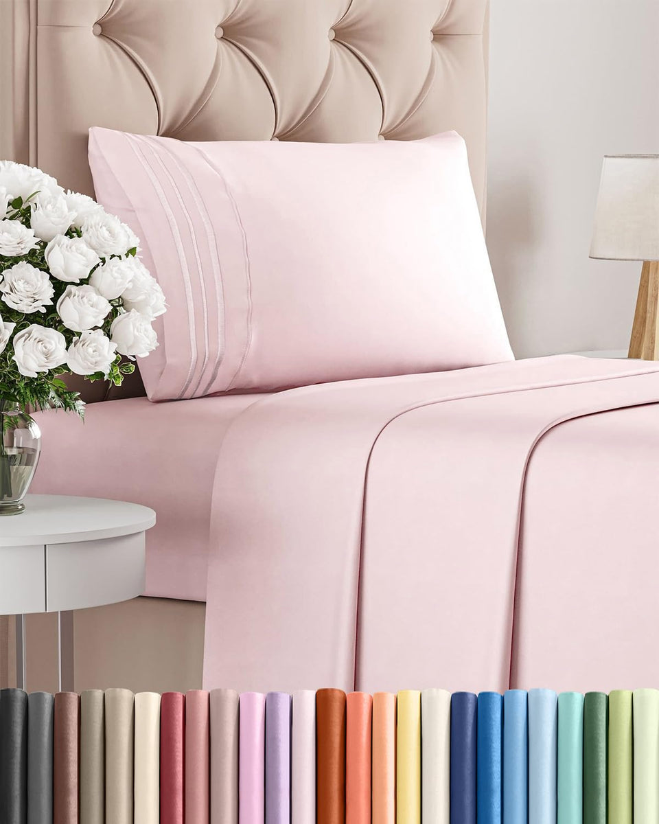 CGK Unlimited twin size sheet set in lavender pink, breathable and cooling for restful nights