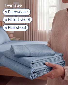 CGK Unlimited twin-size 3-piece sheet set pillowcase 20x30 designed for easy pillow retention and comfort.