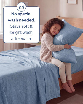 CGK Unlimited wrinkle-free finish keeps sheets tidy for a clean, hotel-like look.