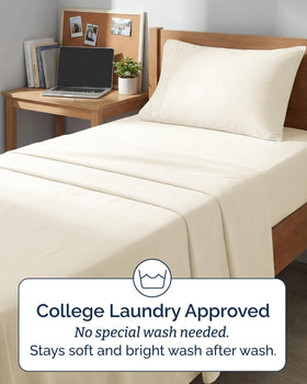 CGK Unlimited Twin XL off-white color enhances versatile bedroom styling with easy care.