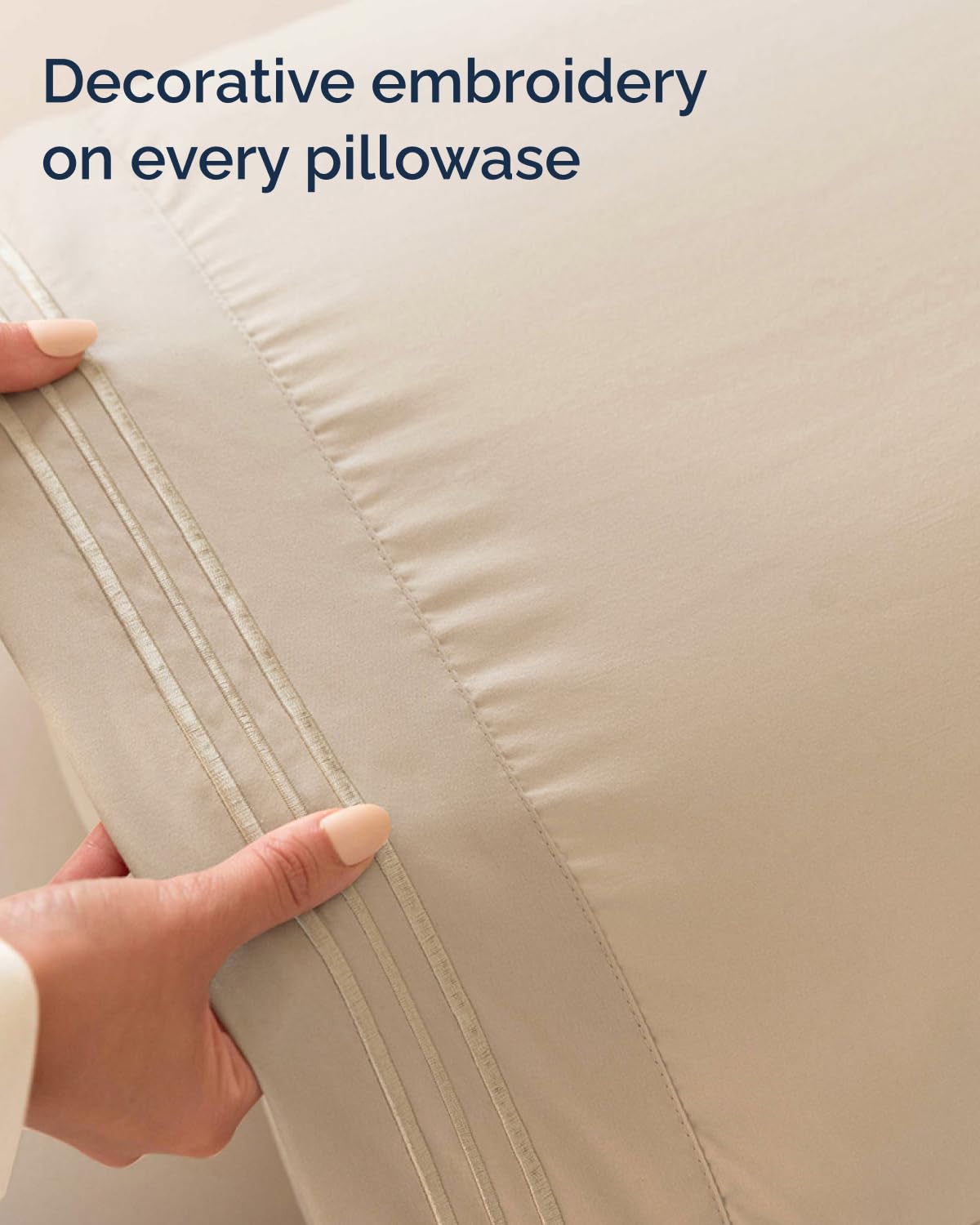 CGK Unlimited cream Twin XL sheet set on bed, hotel-like luxury vibe.