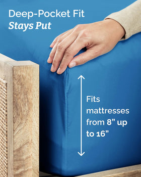 CGK Unlimited deep pockets ensure secure fit on thick mattresses up to 16 inches
