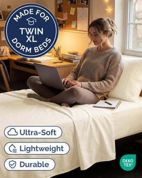 CGK Unlimited Twin XL fitted sheet demonstrates deep pocket fit for mattresses up to 16 inches.