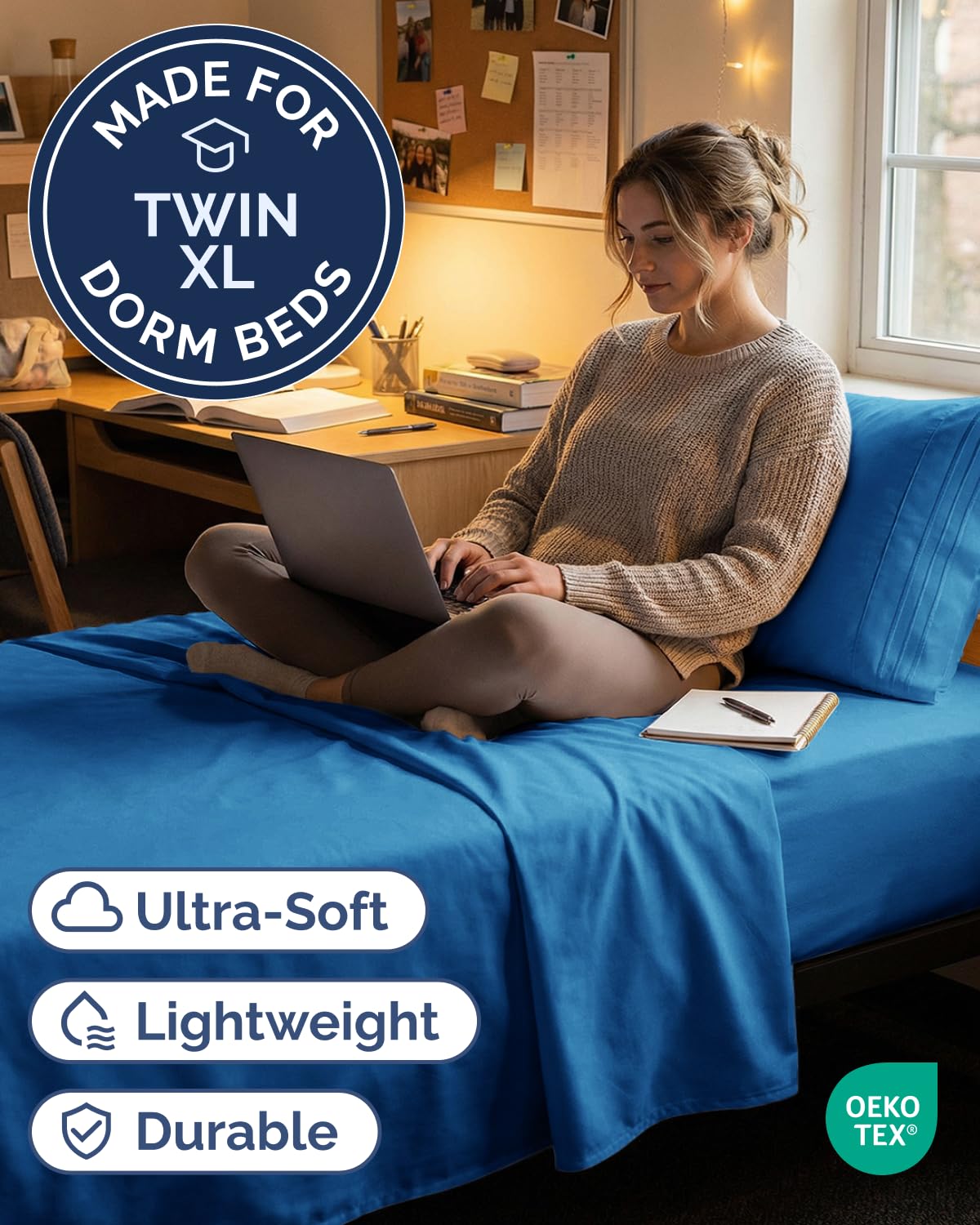 CGK Unlimited Twin XL fitted sheet with deep pockets fits mattresses up to 16 inches