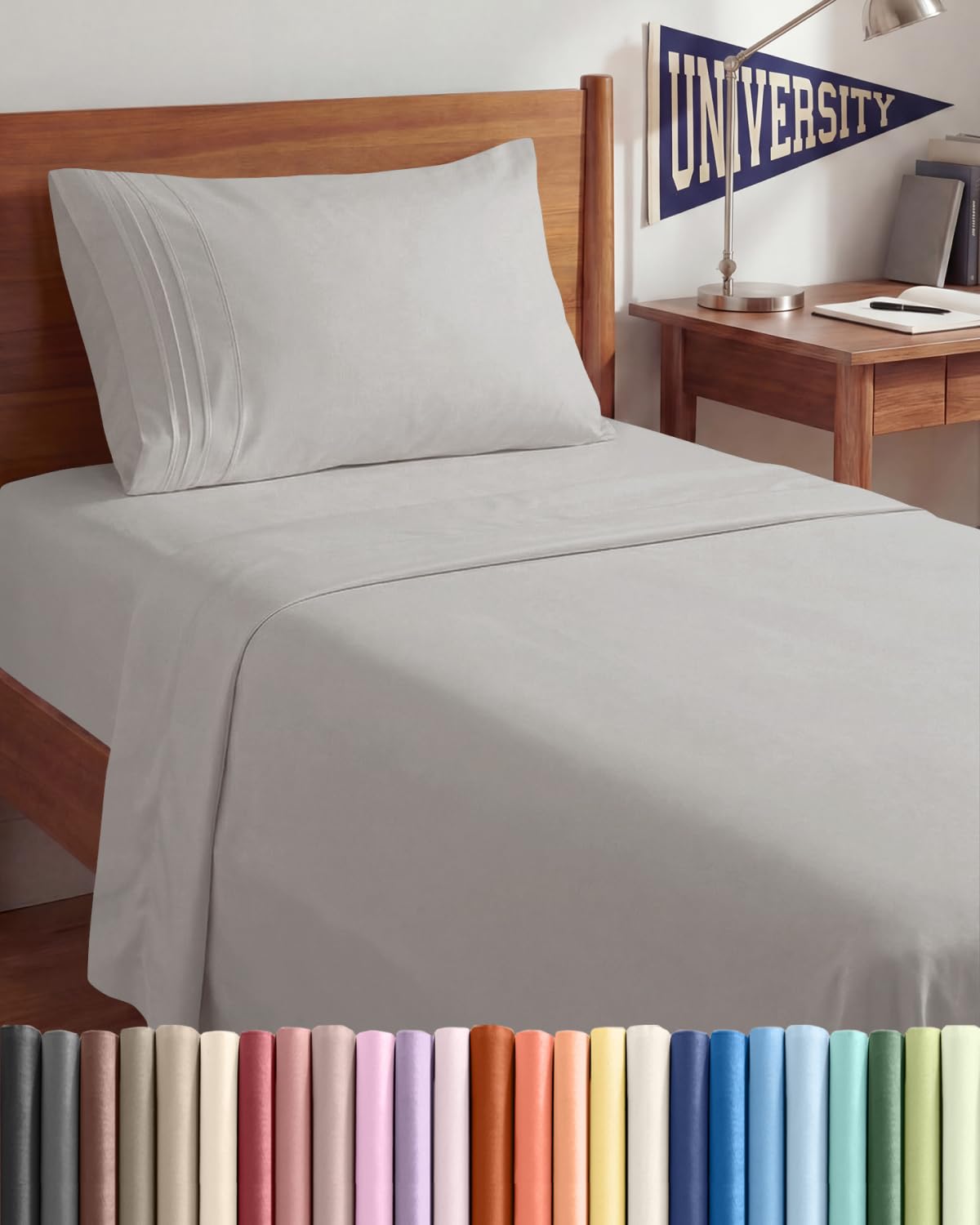 CGK Unlimited Twin XL flat sheet close-up shows silky brushed microfiber softness and breathability