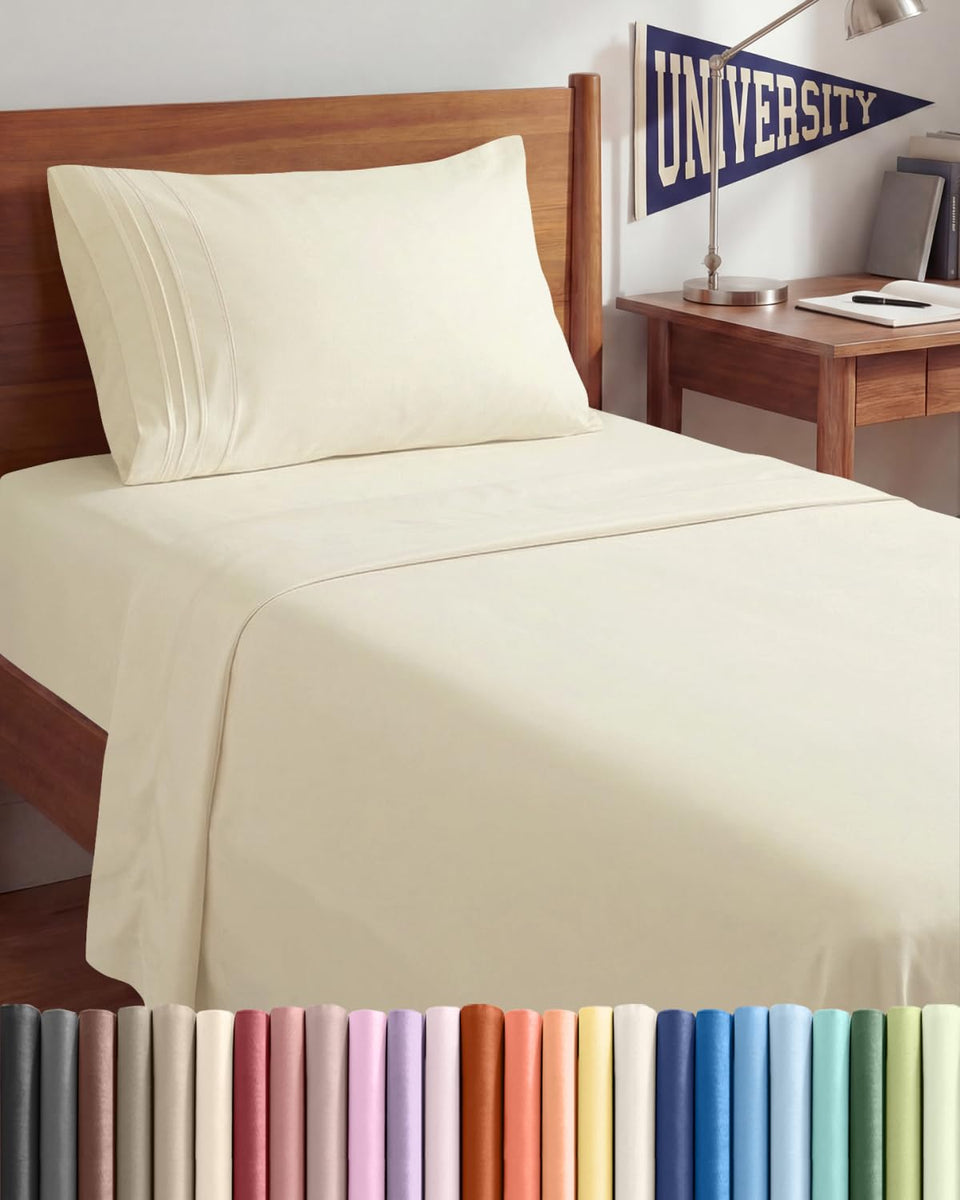 CGK Unlimited Twin XL flat sheet shows generous size for roomy comfort.
