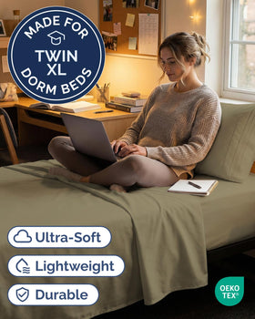 CGK Unlimited Twin XL 3-piece sheet set flat sheet shows breathable cooling for hot nights