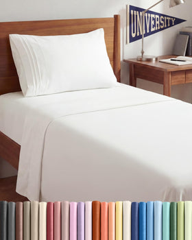 CGK Unlimited Twin XL 3-piece sheet set flat sheet showcases breathable, cooling comfort