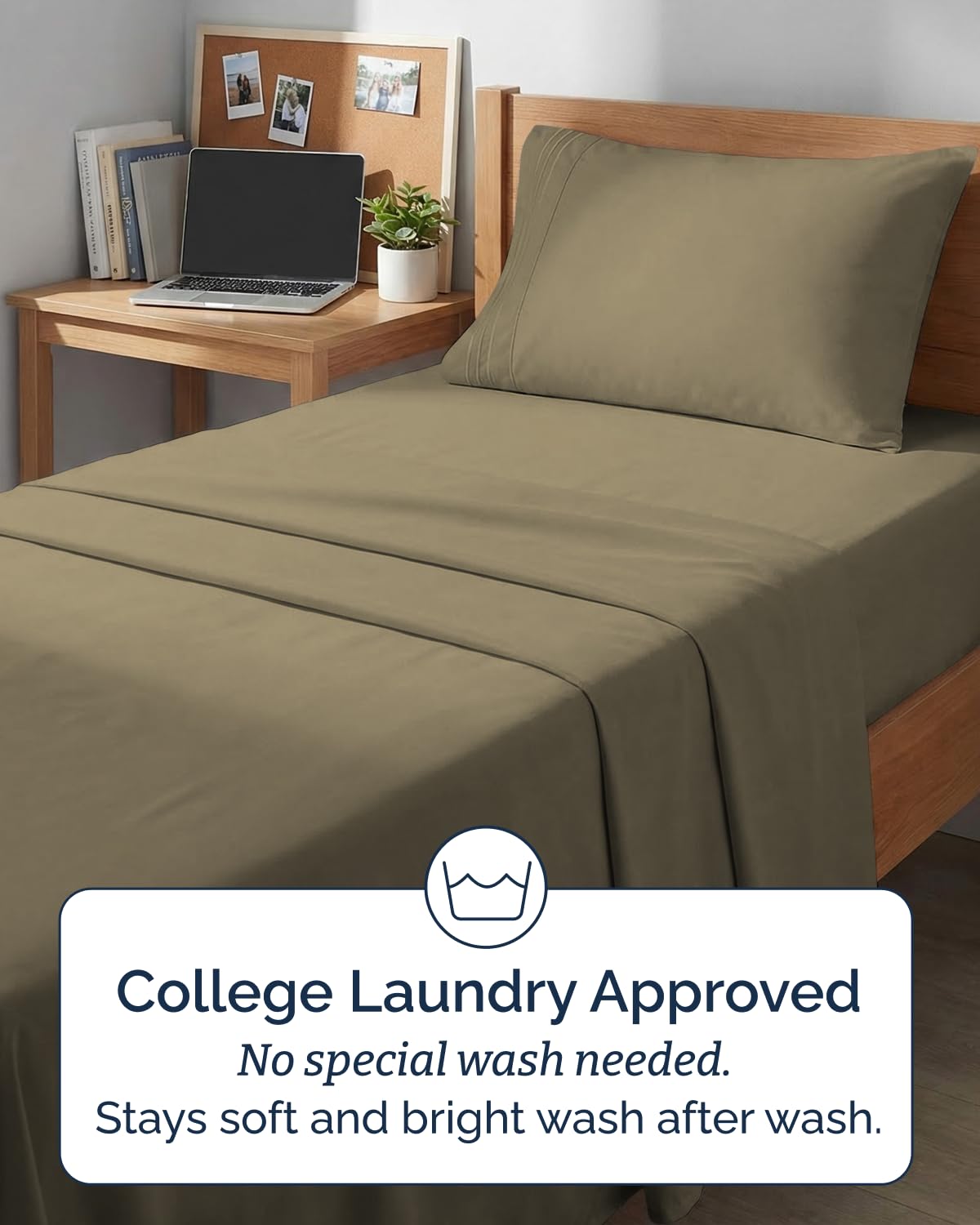 CGK Unlimited Twin XL 3-piece sheet set khaki color for modern bedrooms