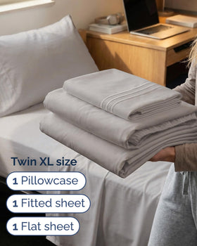 CGK Unlimited Twin XL pillow case close-up highlights smooth surface and wrinkle resistance