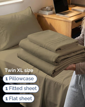 CGK Unlimited Twin XL 3-piece sheet set pillow case extra-soft wrinkle-free comfort