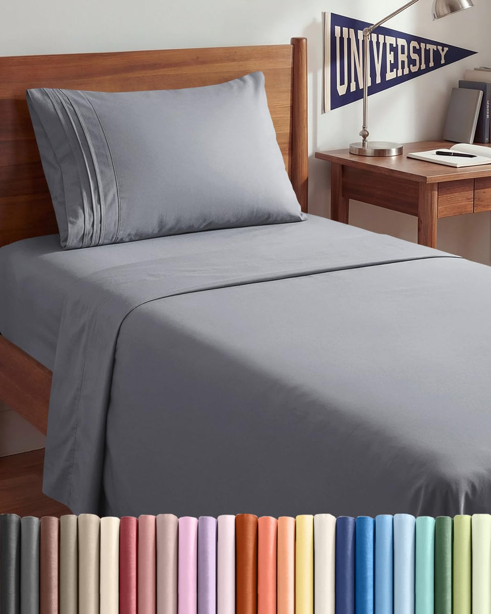 CGK Unlimited twin xl sheet set flat sheet lays smoothly for silky cool nights