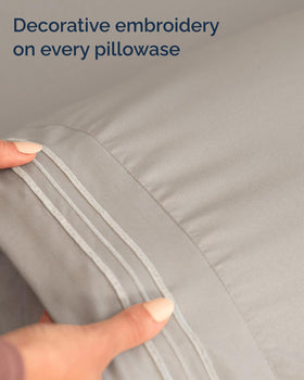 CGK Unlimited wrinkle-free fabric shown for neat, low-maintenance sleep setup