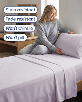 CGK Unlimited brushed microfiber fabric delivers a lightweight, wrinkle-resistant feel.