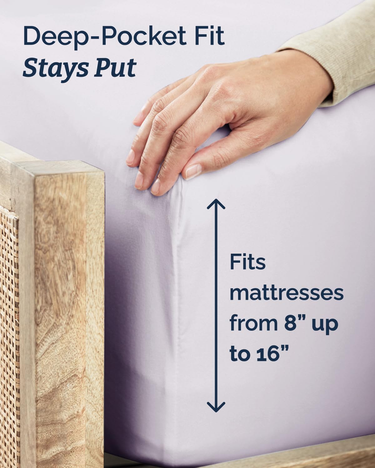 CGK Unlimited Twin XL deep pockets keep sheets in place all night.