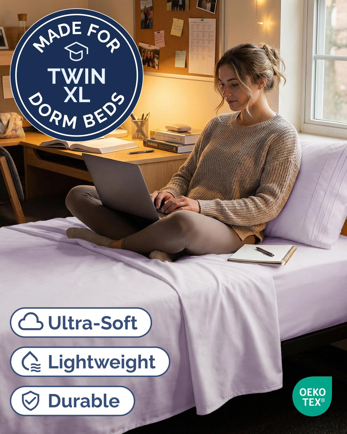 CGK Unlimited Twin XL fitted sheet with deep pockets secures fit on tall mattresses.