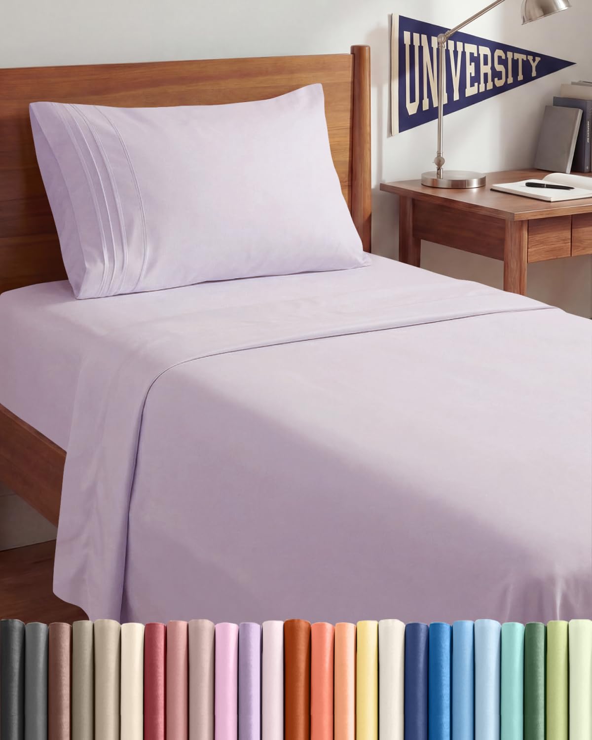 CGK Unlimited Twin XL flat sheet in lavender for breathable, cooling comfort.