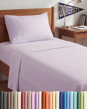 CGK Unlimited Twin XL flat sheet in lavender for breathable, cooling comfort.