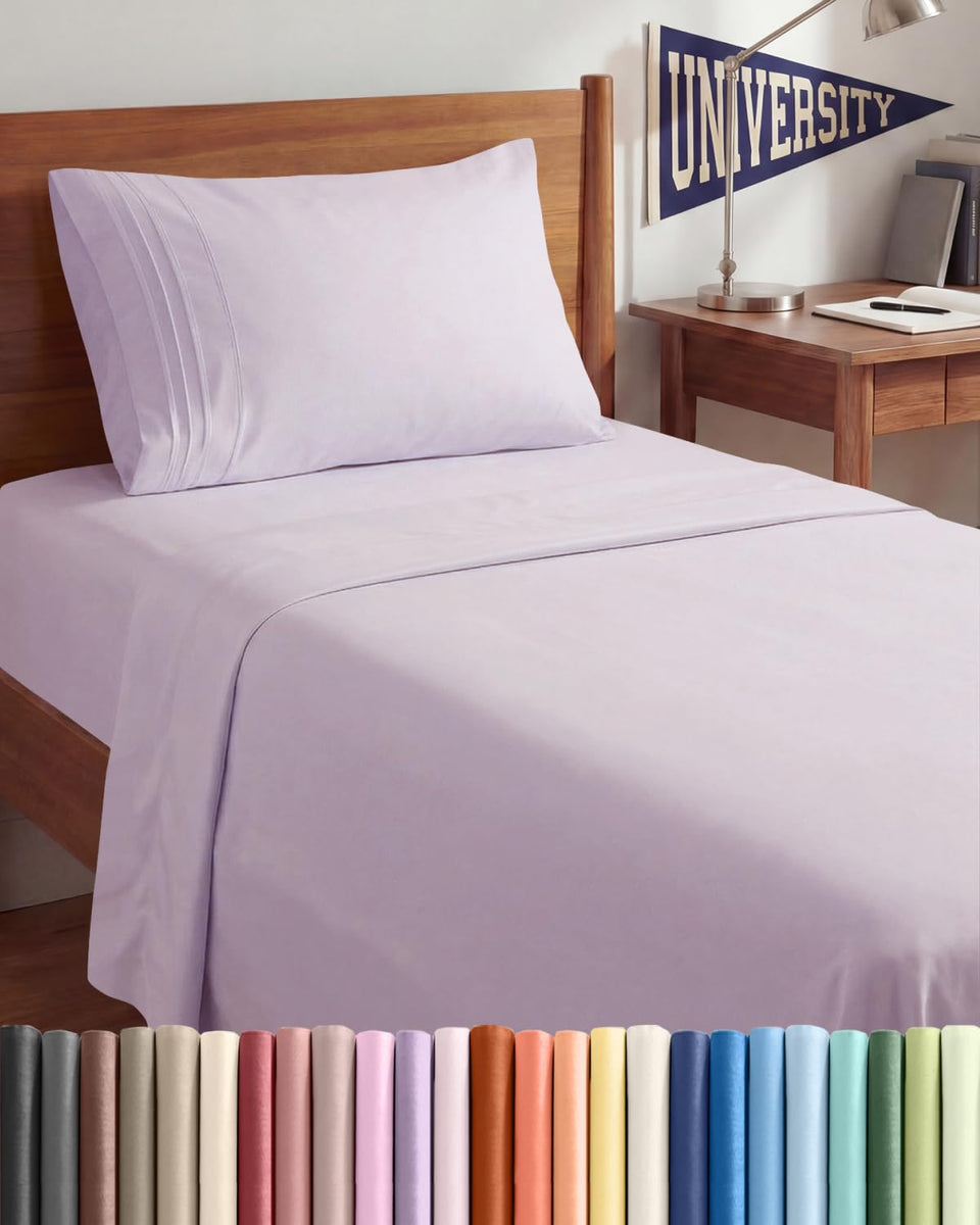 CGK Unlimited Twin XL flat sheet in lavender for breathable, cooling comfort.