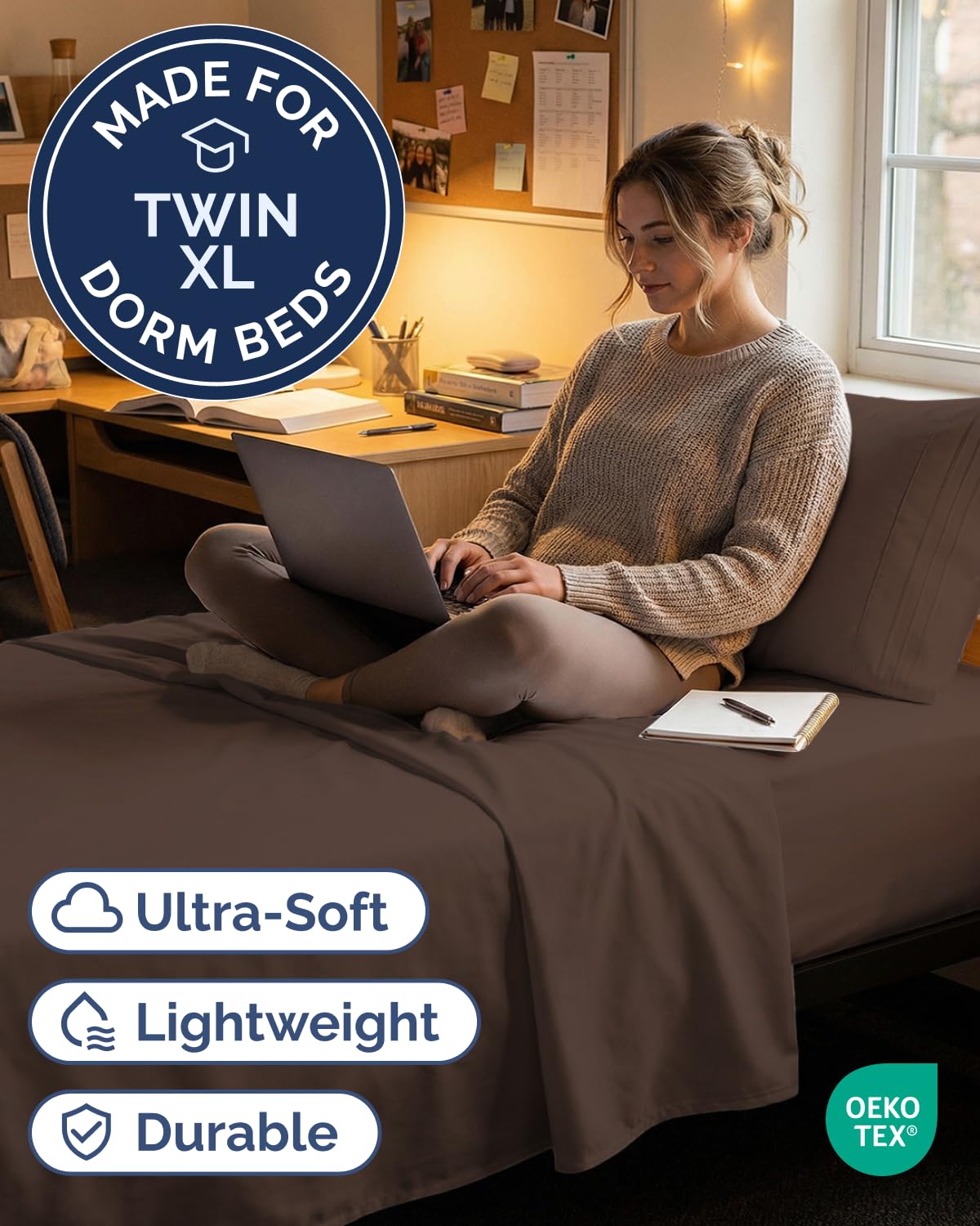 CGK Unlimited Twin XL deep-pocket fitted sheet for mattresses up to 16 inches.