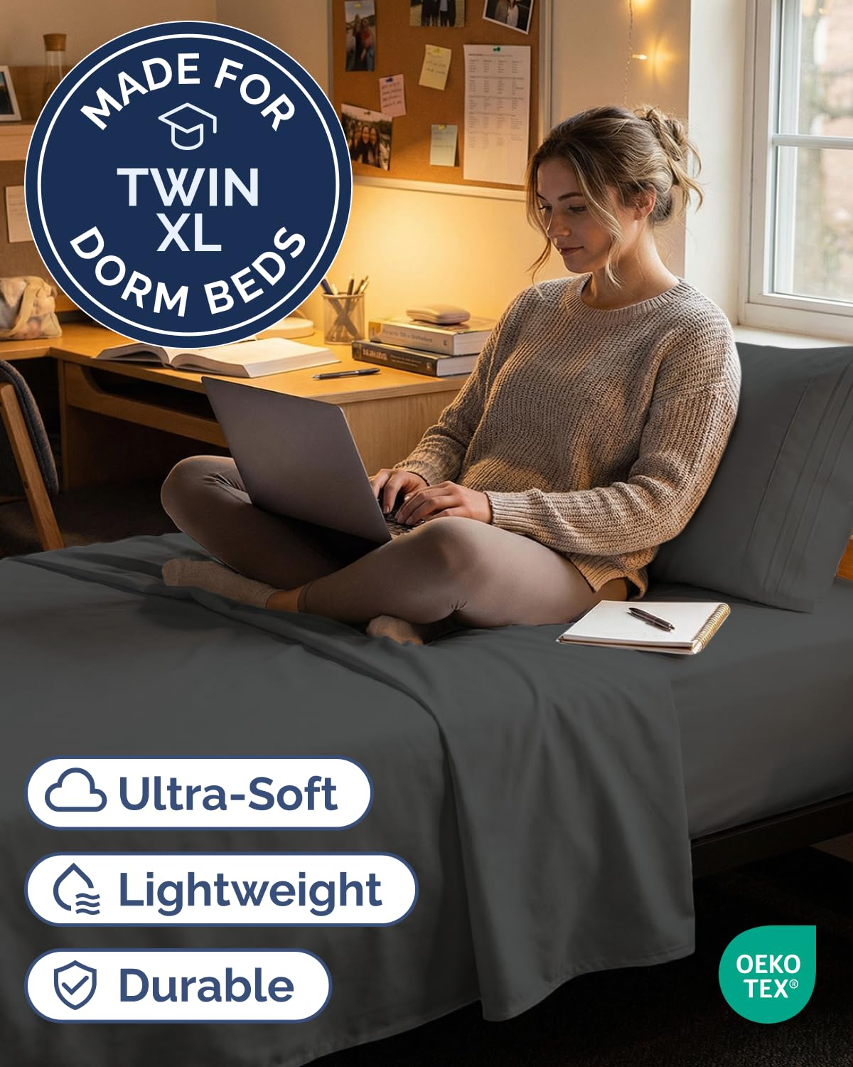 CGK Unlimited twin-xl fitted sheet 39x80 fits deep mattresses with secure, easy-fit.