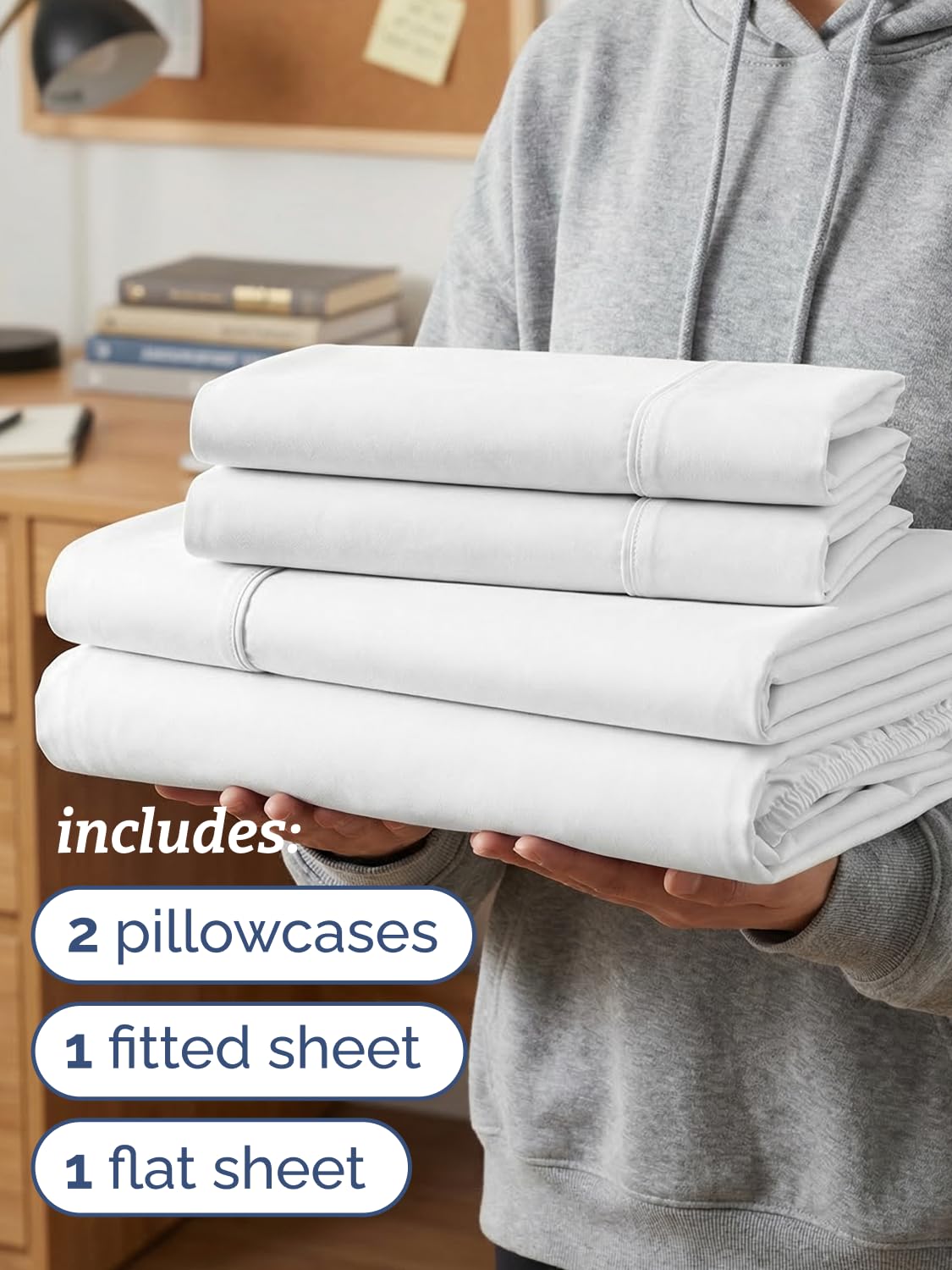 CGK Unlimited Twin XL pillowcases showing soft, wrinkle-free finish for easy care.