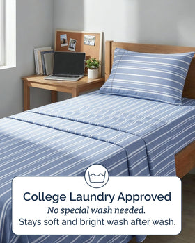 CGK Unlimited Twin XL blue stripes design adds hotel-inspired style