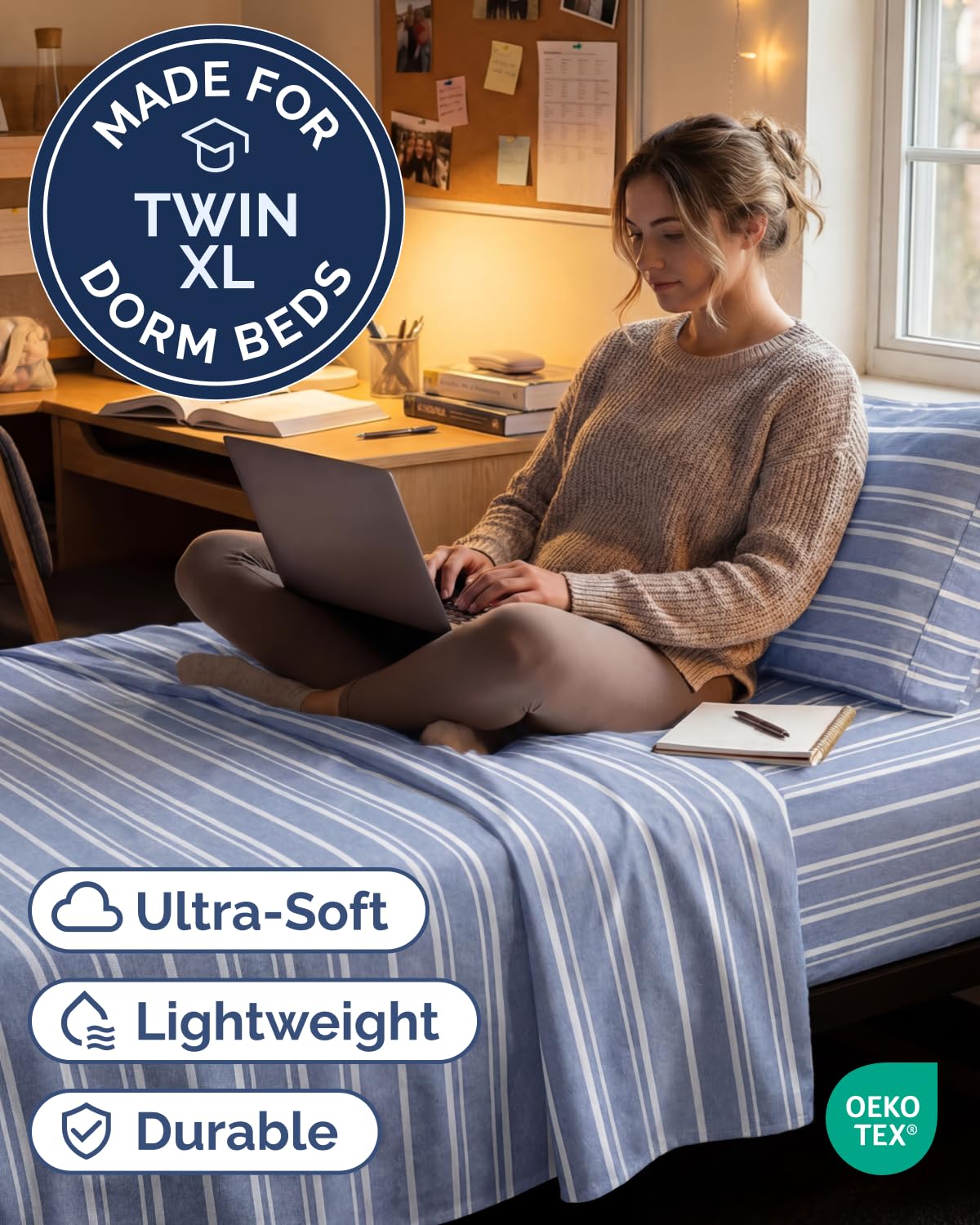 CGK Unlimited Twin XL breathable sheets on bed deliver cooling comfort