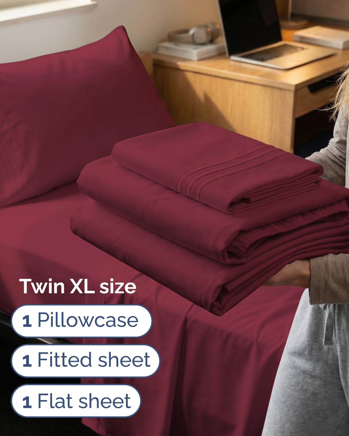CGK Unlimited burgundy pillowcase 20x30 displaying smooth soft touch