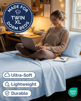 Flat sheet 66x102 from CGK Unlimited Twin XL set in sky blue