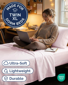 CGK Unlimited Twin XL deep-pocket fitted sheet showing secure mattress compatibility up to 16 inches