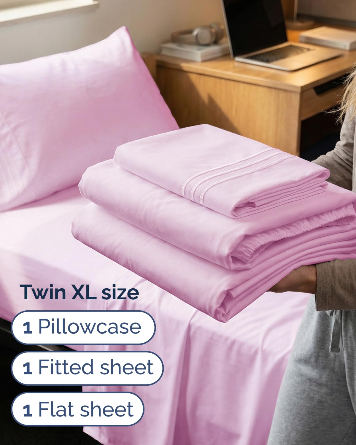 CGK Unlimited Twin XL fitted sheet provides secure fit on deep mattresses
