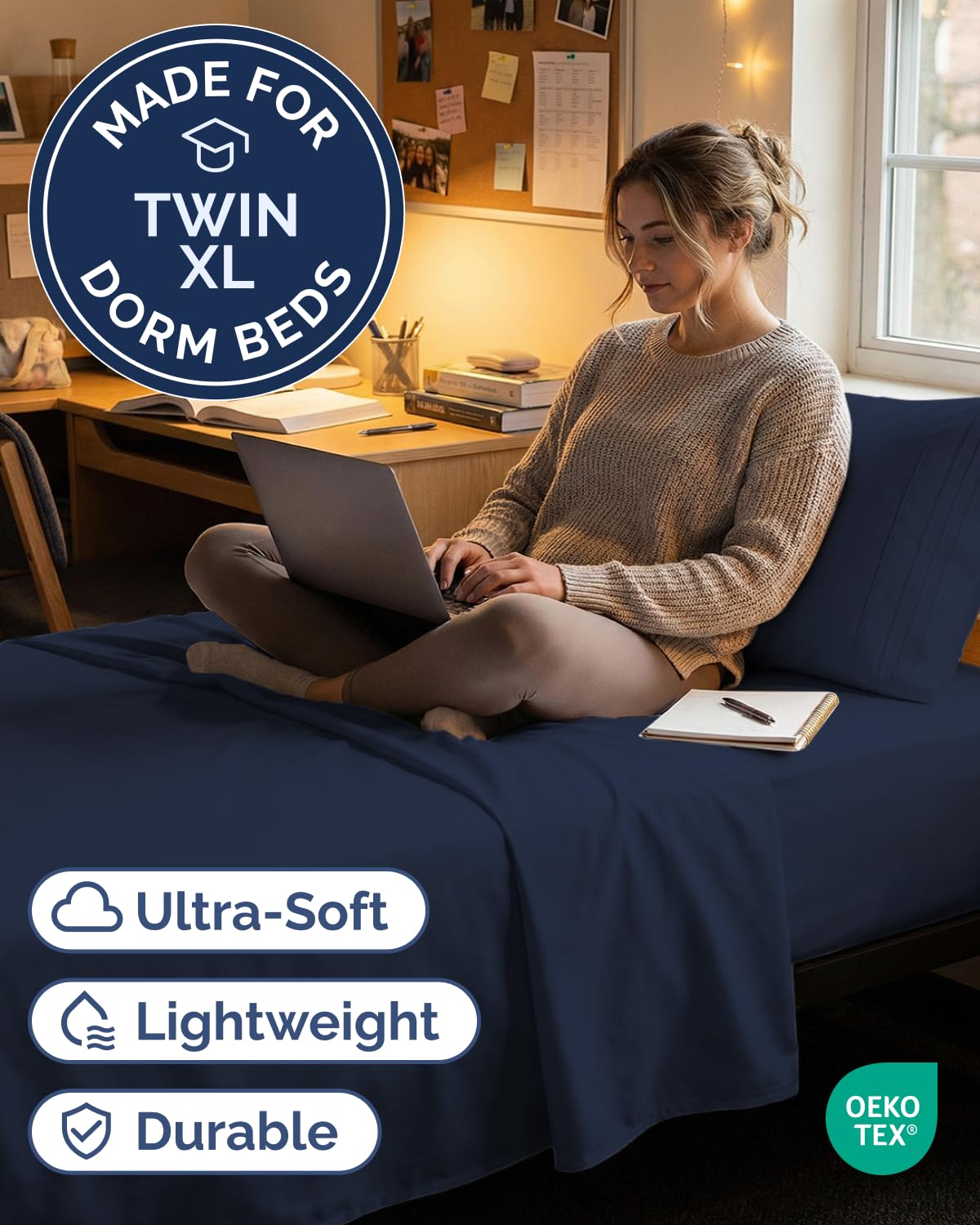 CGK Unlimited Twin XL sheet set on bed delivers hotel-style softness.