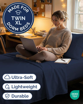 CGK Unlimited Twin XL sheet set on bed delivers hotel-style softness.