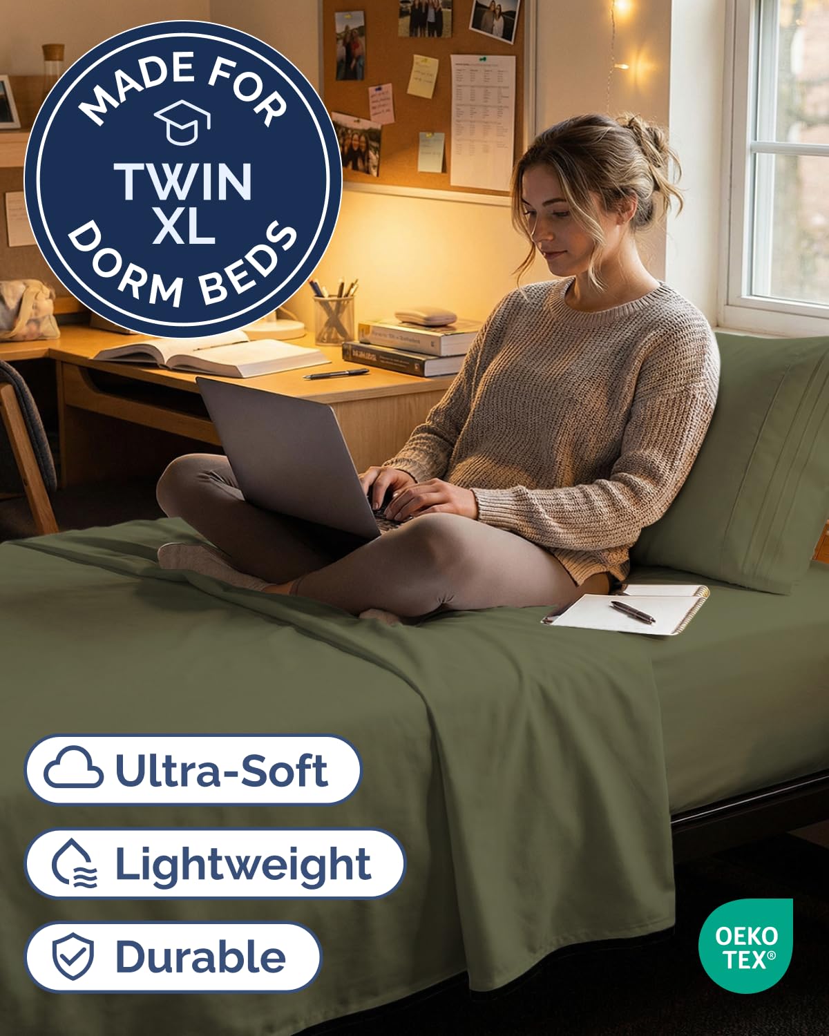 CGK Unlimited Twin XL fitted sheet covers deep mattresses with easy-fit design.
