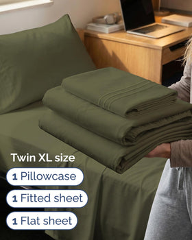 CGK Unlimited pillowcase completes the set with silky softness and Sage Green style.