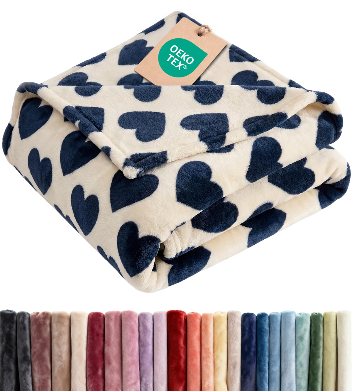 CGK Unlimited Ultra Soft Blue Heart Fleece Blanket adds cozy elegance to bedrooms and living rooms.