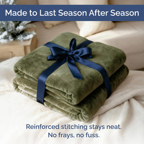 CGK Unlimited packaged fleece blanket ready for gifting with care details.