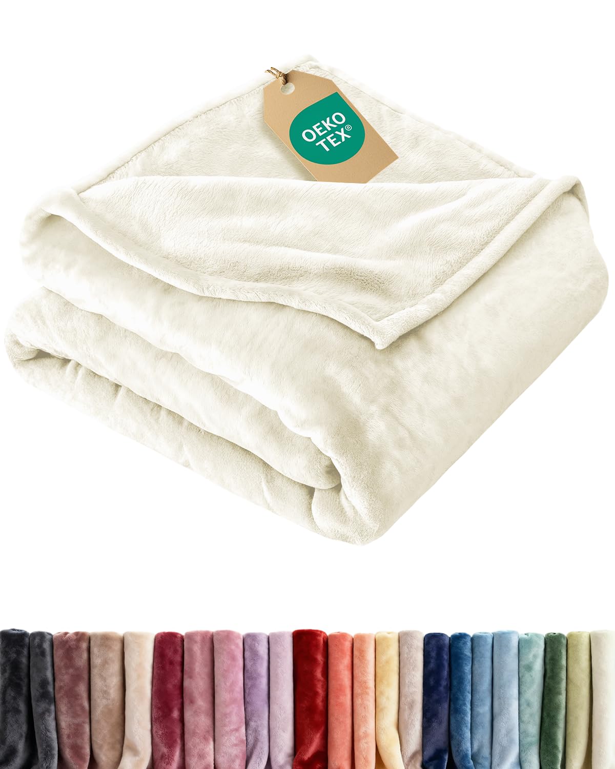 CGK Unlimited ultra soft fleece blanket on bed shows plush comfort for all seasons.