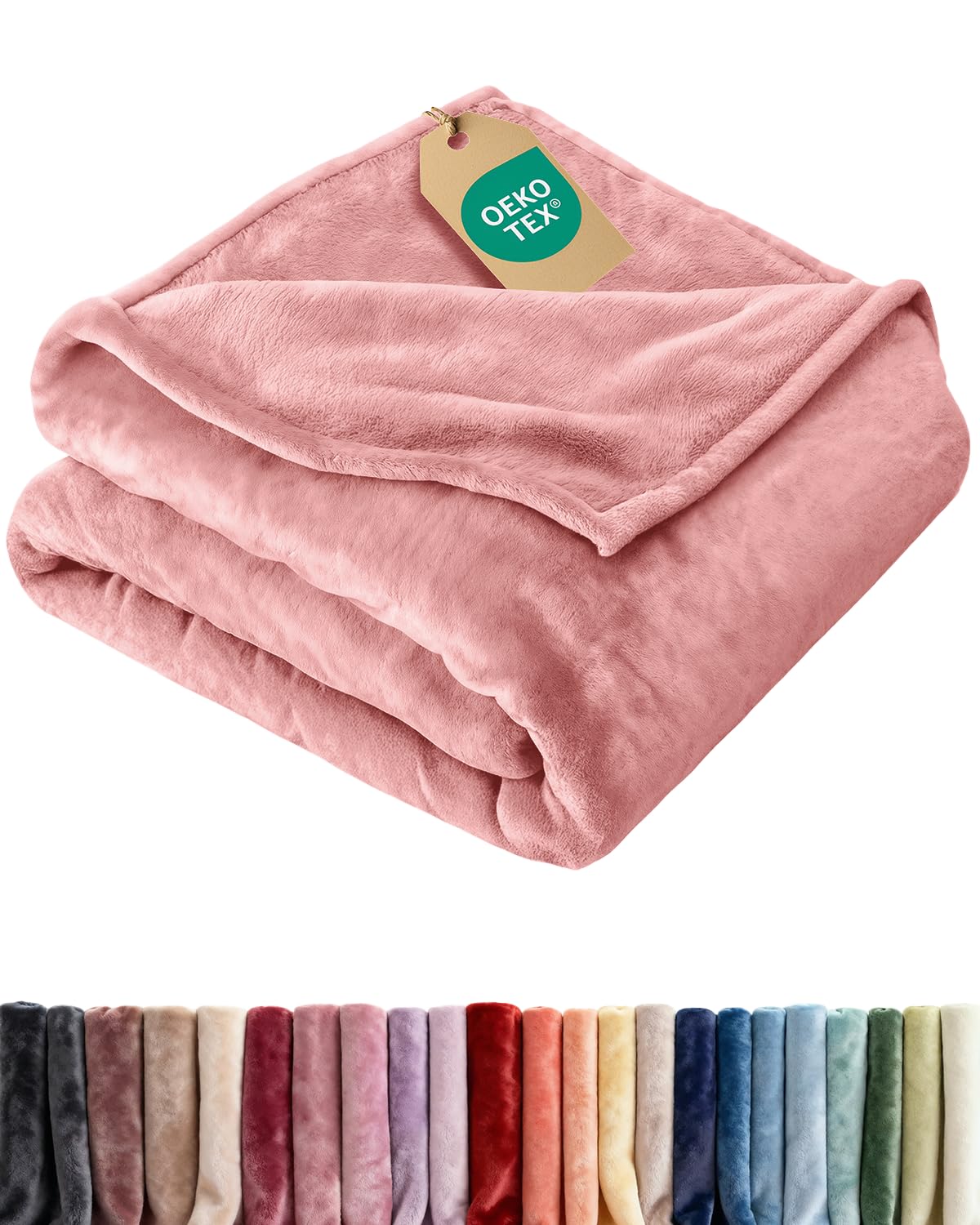 CGK Unlimited ultra-soft fleece blanket in rose pink adds cozy luxury for lounging