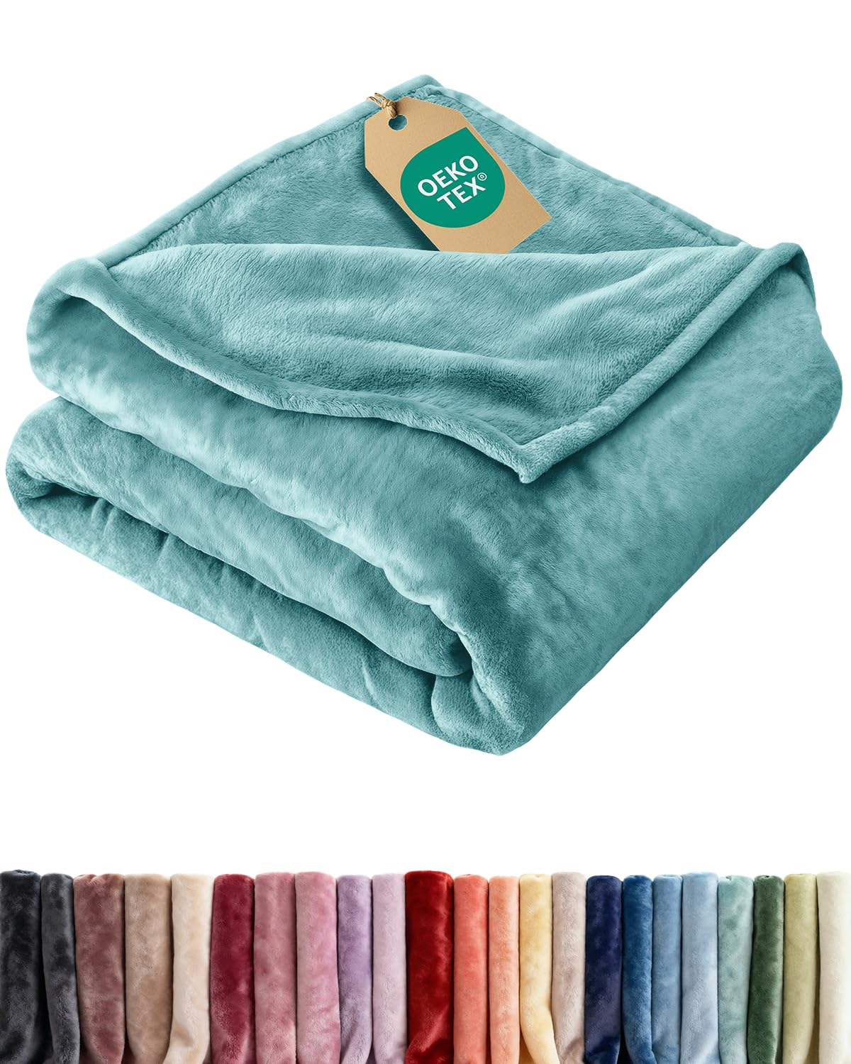 CGK Unlimited ultra soft turquoise fleece blanket for couch lounging and warmth