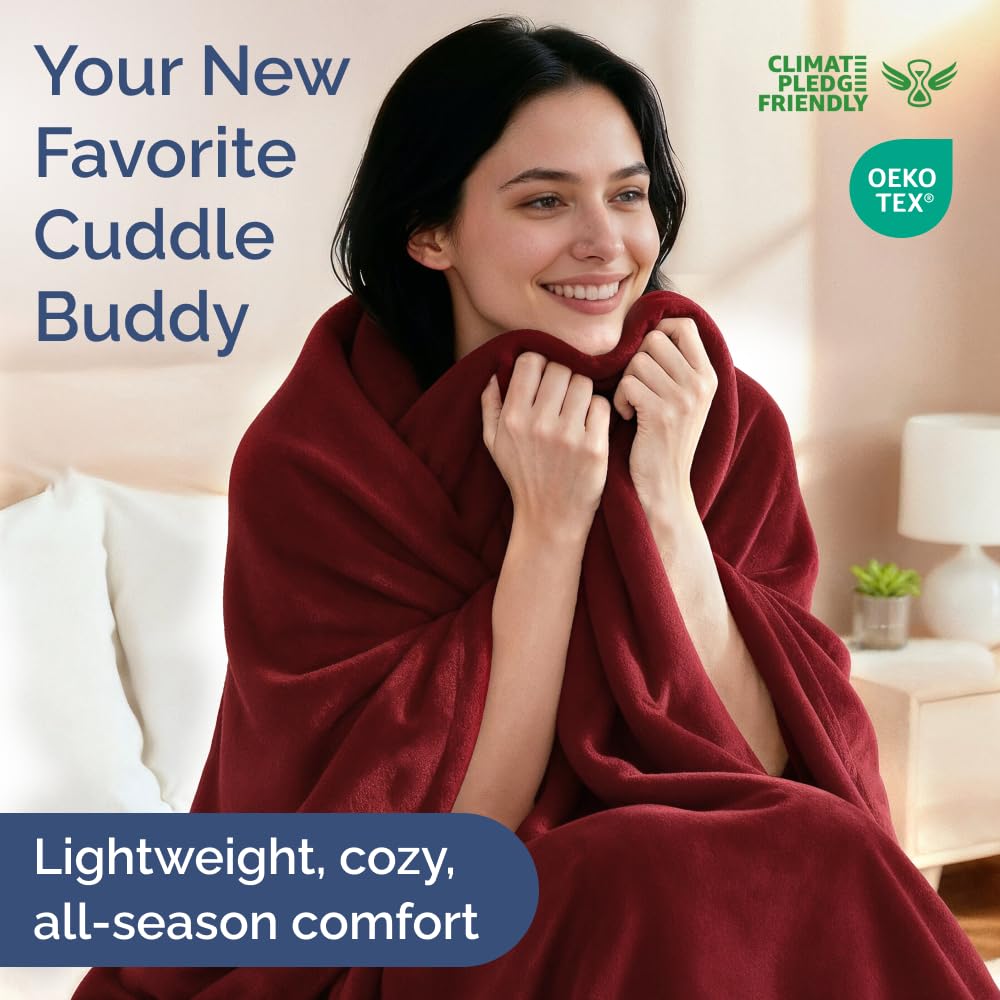CGK Unlimited ultra-soft fleece blanket twin on bed showing luxury texture for daily comfort